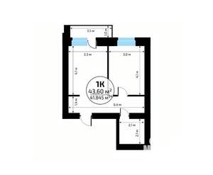 1-к квартира, вторичка, 44м2, 3/18 этаж