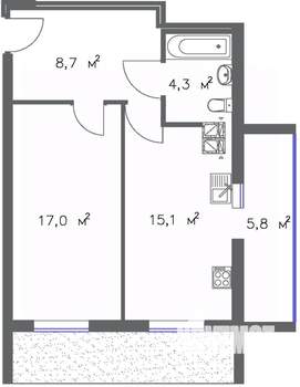 1-к квартира, строящийся дом, 50м2, 10/20 этаж