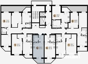 1-к квартира, строящийся дом, 45м2, 2/26 этаж