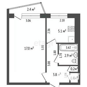 1-к квартира, вторичка, 31м2, 5/9 этаж