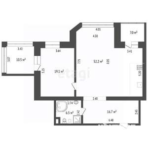 2-к квартира, вторичка, 112м2, 3/10 этаж