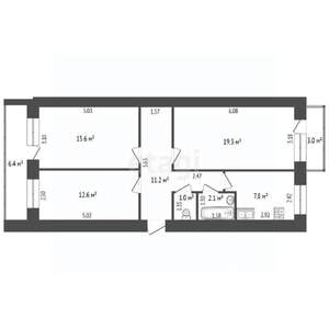 3-к квартира, вторичка, 70м2, 3/9 этаж