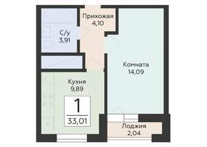 1-к квартира, вторичка, 33м2, 16/24 этаж