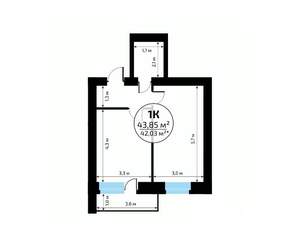 1-к квартира, вторичка, 44м2, 12/18 этаж