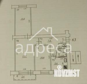 3-к квартира, вторичка, 59м2, 4/5 этаж
