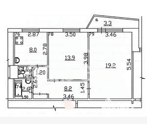 2-к квартира, вторичка, 52м2, 5/9 этаж
