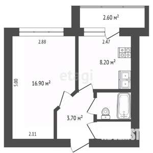 1-к квартира, вторичка, 46м2, 8/9 этаж