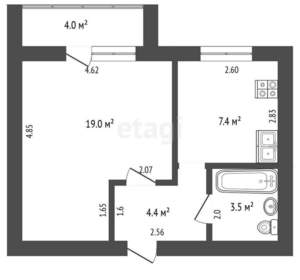 1-к квартира, вторичка, 34м2, 5/5 этаж