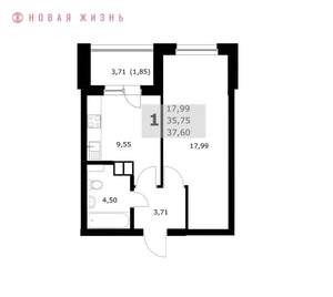 1-к квартира, вторичка, 38м2, 6/24 этаж