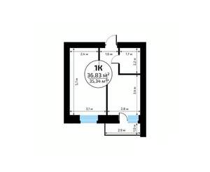 1-к квартира, вторичка, 37м2, 8/18 этаж