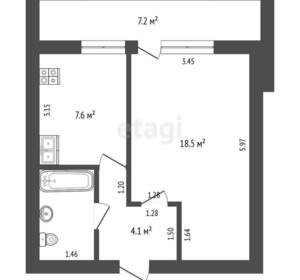1-к квартира, вторичка, 41м2, 9/9 этаж