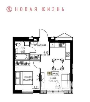 1-к квартира, вторичка, 39м2, 5/8 этаж