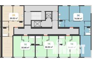 3-к квартира, строящийся дом, 77м2, 2/24 этаж
