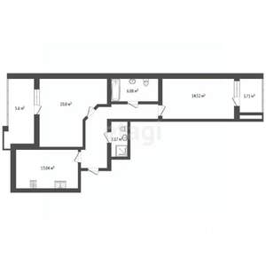 2-к квартира, вторичка, 77м2, 3/12 этаж