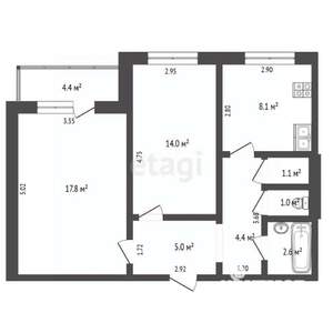 2-к квартира, вторичка, 54м2, 7/10 этаж