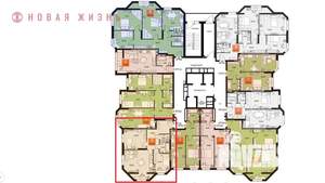 2-к квартира, строящийся дом, 64м2, 16/23 этаж