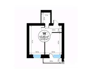 1-к квартира, вторичка, 44м2, 17/18 этаж