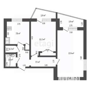 2-к квартира, вторичка, 50м2, 7/9 этаж