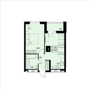 1-к квартира, вторичка, 43м2, 21/23 этаж