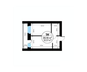 1-к квартира, вторичка, 38м2, 15/18 этаж