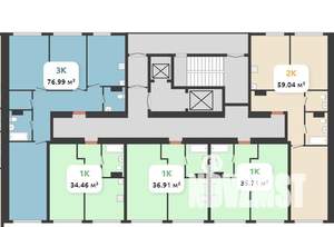 3-к квартира, строящийся дом, 77м2, 3/24 этаж