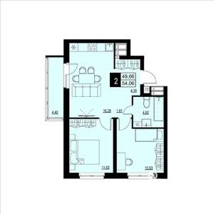 2-к квартира, вторичка, 52м2, 12/23 этаж