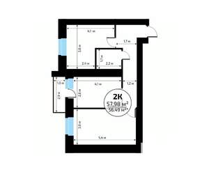 2-к квартира, вторичка, 58м2, 7/18 этаж