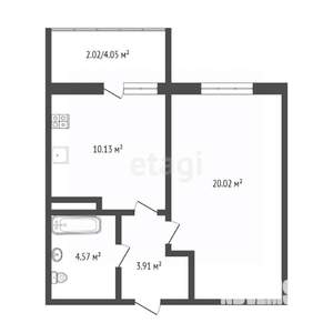 1-к квартира, вторичка, 43м2, 7/23 этаж