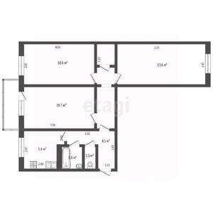 3-к квартира, вторичка, 57м2, 3/5 этаж