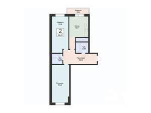 2-к квартира, вторичка, 66м2, 6/24 этаж