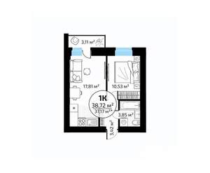 1-к квартира, вторичка, 39м2, 11/18 этаж