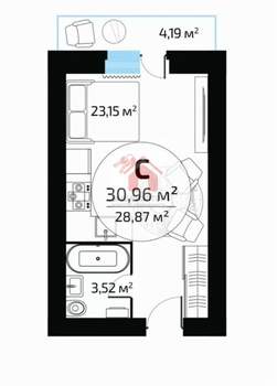 Студия квартира, вторичка, 31м2, 14/16 этаж