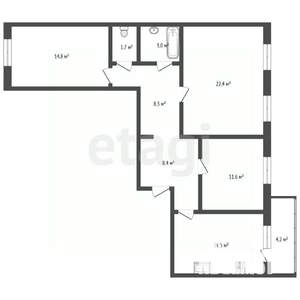 3-к квартира, вторичка, 89м2, 14/17 этаж