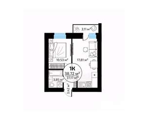 1-к квартира, вторичка, 39м2, 16/18 этаж