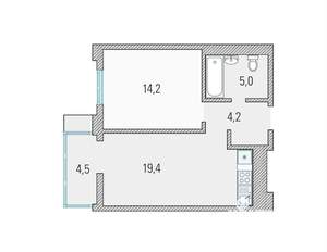 1-к квартира, вторичка, 49м2, 3/25 этаж