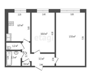 2-к квартира, вторичка, 42м2, 1/24 этаж