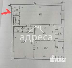 3-к квартира, вторичка, 123м2, 1/9 этаж