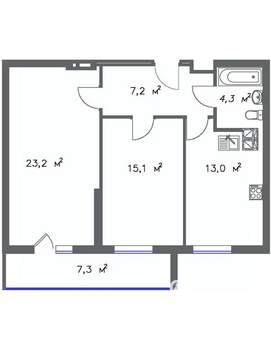 2-к квартира, строящийся дом, 69м2, 3/20 этаж