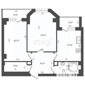1-к квартира, вторичка, 62м2, 2/10 этаж