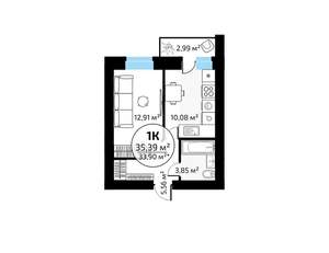 1-к квартира, вторичка, 35м2, 7/18 этаж