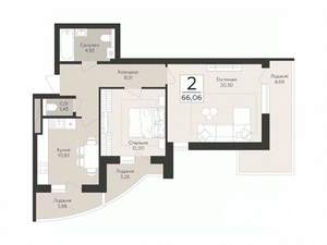2-к квартира, вторичка, 66м2, 5/17 этаж