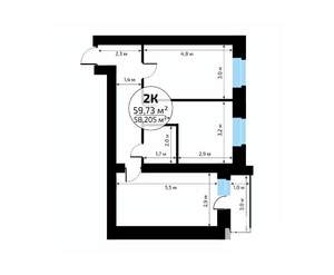 2-к квартира, вторичка, 60м2, 8/18 этаж