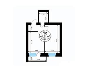 1-к квартира, вторичка, 44м2, 11/18 этаж