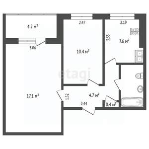 2-к квартира, вторичка, 47м2, 4/9 этаж