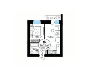 1-к квартира, вторичка, 39м2, 15/18 этаж