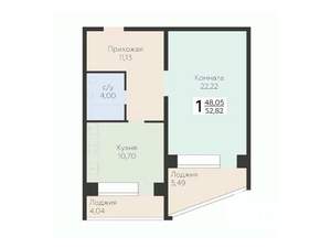 1-к квартира, вторичка, 53м2, 7/12 этаж