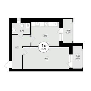 1-к квартира, вторичка, 49м2, 3/8 этаж