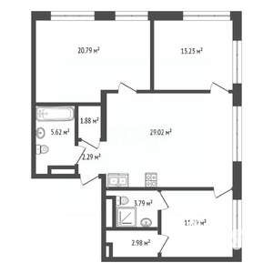 3-к квартира, вторичка, 91м2, 16/31 этаж