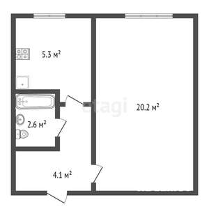 1-к квартира, вторичка, 21м2, 6/9 этаж