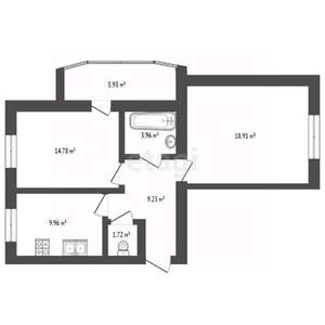 2-к квартира, вторичка, 62м2, 3/17 этаж
